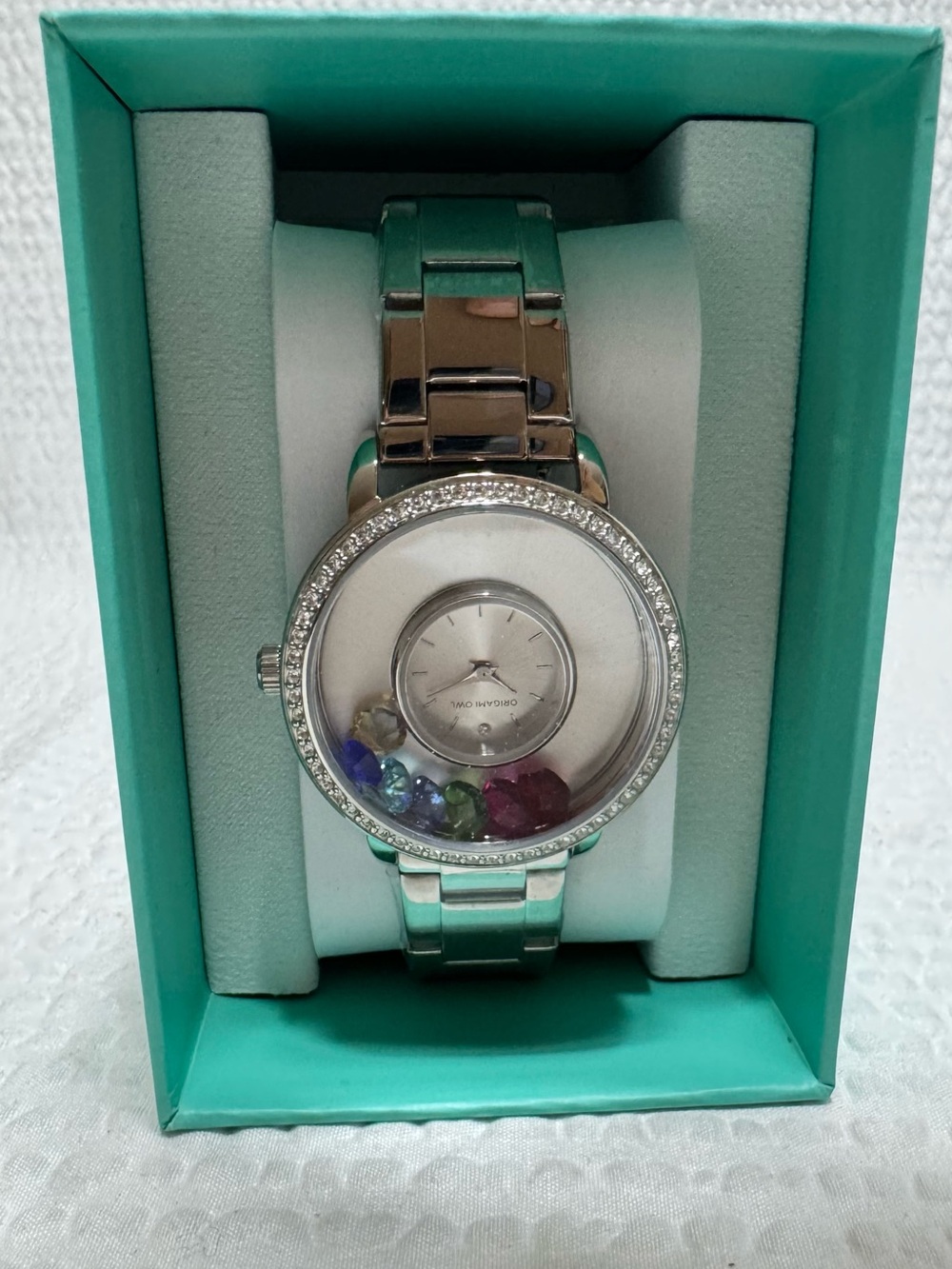 Origami Owl Silver Watch with Multicolor Floating Stones